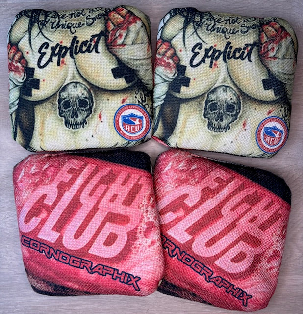 Explicit "Fight Club" ACO Stamped Cornhole Bags