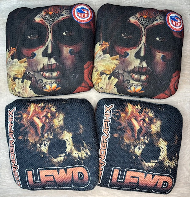 Lewd "Sugar Skull" ACO Stamped Cornhole Bags