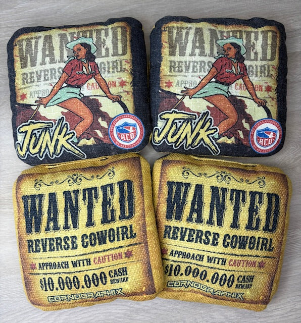 JuNK “Reverse Cowgirl” ACO Stamped Cornhole Bags