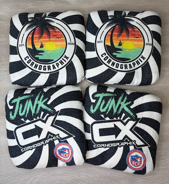 JuNK “Beachside BW” ACO Stamped Cornhole Bags