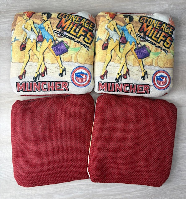 Muncher "Stoneage MILFs" ACO Stamped Carpet Cornhole Bags