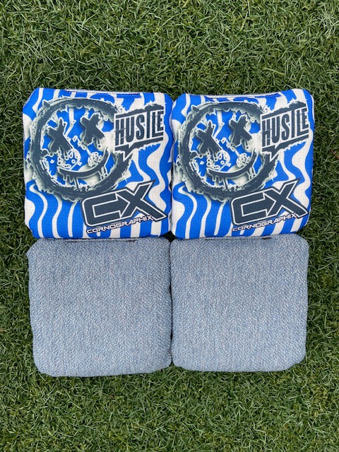 Hustle "Smile Pop" Blue Cornhole Bags