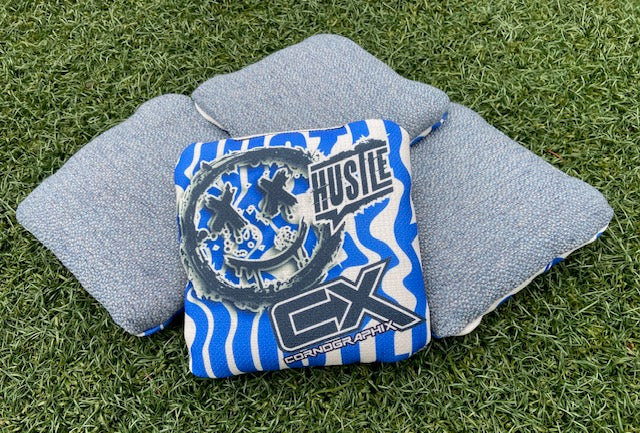 Hustle "Smile Pop" Blue Cornhole Bags