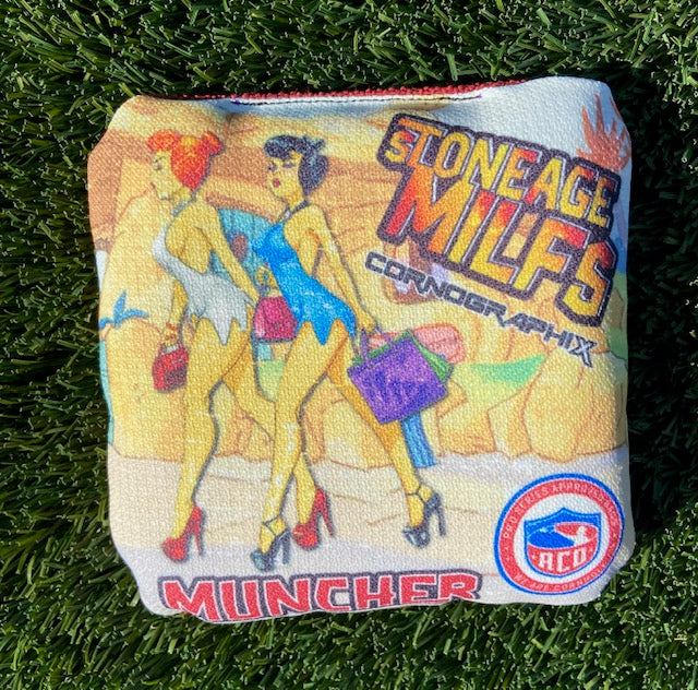 Muncher "Stoneage MILFs" ACO Stamped Carpet Cornhole Bags