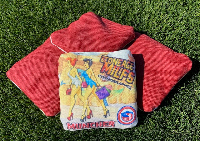 Muncher "Stoneage MILFs" ACO Stamped Carpet Cornhole Bags