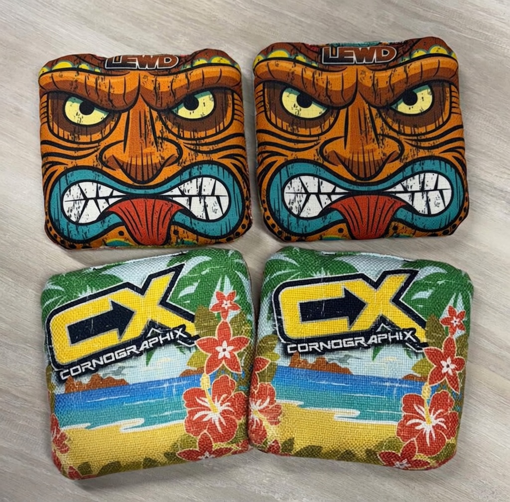 Tiki cornhole bag